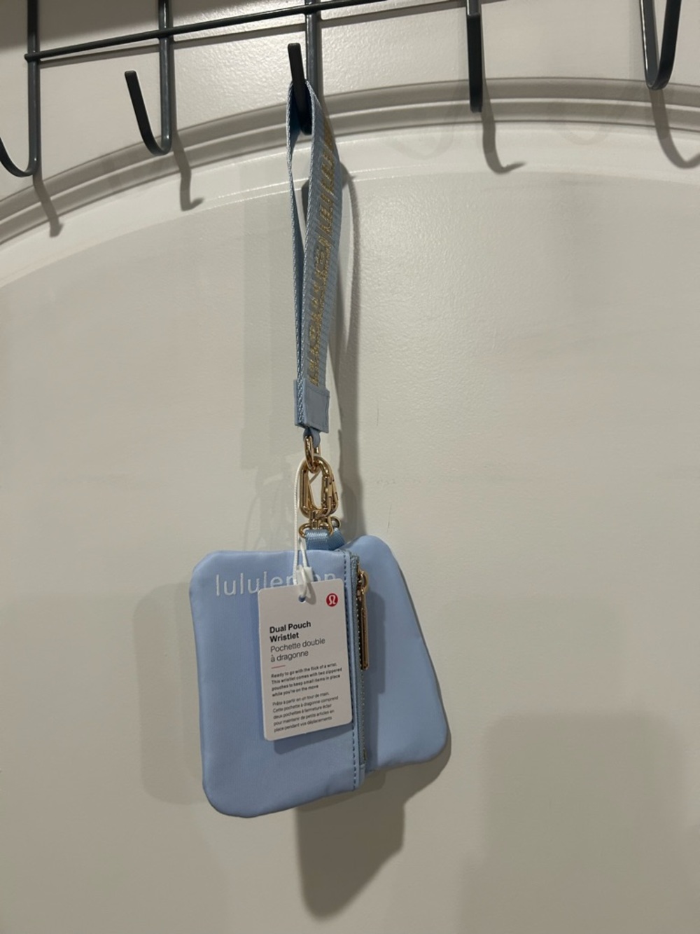 lululemon athletica Dual Pouch Wristlet - Light Blue with Gold Accents